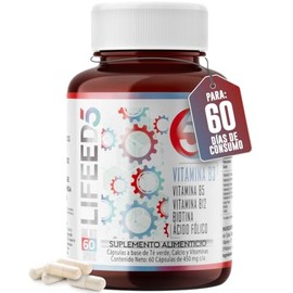 LIFEED5 Complejo B  Vitaminas B1, B2, B3, B5, B6, B12 60 cápsulas                                                                                     