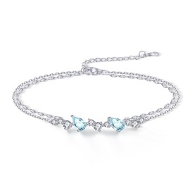 FH.bird Women's Bracelet, Popular, 925 Silver, Hypoallergenic Bracelet, Summer, Accessory, Fireworks Shows, 2 Rows, Simple, March Birthstone, Anniversary, Women's