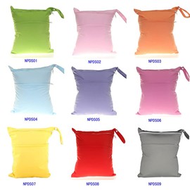 Egurs Wetbag Wet Bag 3 Pieces 30 x 36 cm Large Plain Nappy Bag Reusable Nappy Bag Organiser Bag with Two Zip Pockets Black