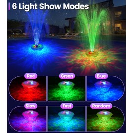 LanAqua Floating Pool Fountain with Lights Show, Upgraded Rechargeable Pool Fountains with Anchor, Pool Water Fountain, Swimming Pool Fountains for Inground Pool, Waterfall for Above Ground Pond-White