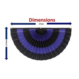 Black Bunting Mourning Funeral Decorations. Indoor/Outdoor 5 Stripe Black & Purple Memorial Flag Bunting. 1 1/2’ x 3’ Nylon Pleated Fan Flag. 100% Made in America by Old Glory Bunting