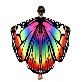 CLISPEED Butterfly Wings Costume for Women Children Butterfly Scarf Cloak Butterfly Pixie Cape, Multicoloured for Girls Carnival Masquerade Party Festival Costume