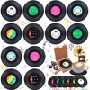 Soundzero Pack of 12 Retro Vinyl Record Coasters, Retro Coffee