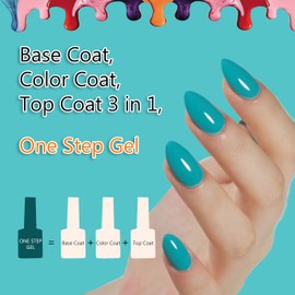 FZANEST Gel Nail Polish Blue Sky,15ml Gel Base Top Coat Color 3 in 1 One Step Gel Polish,Soak Off LED UV Nail Gel Polish Nail Art Starter Manicure Salon Home for Women Girls