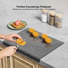 Tempered Glass Cutting Board with Lips, Clear Cutting Board, Easy to Clean and Dishwasher Safe (Gray -17 * 13.2 ins)