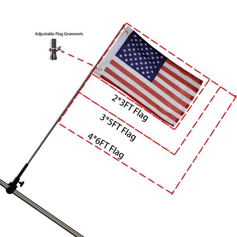 Boat American Flag Pole Kit,12''x18'' Pontoon Boat Flags,US Flag Holder
