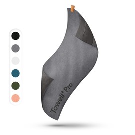 Stryve ® Towell+Pro Sports Towel (105 x 42.5 cm) Fitness Hand Towel with Magnet, Bag + Slip Protection, Bath Towel, Yoga & Gym Towel, grey