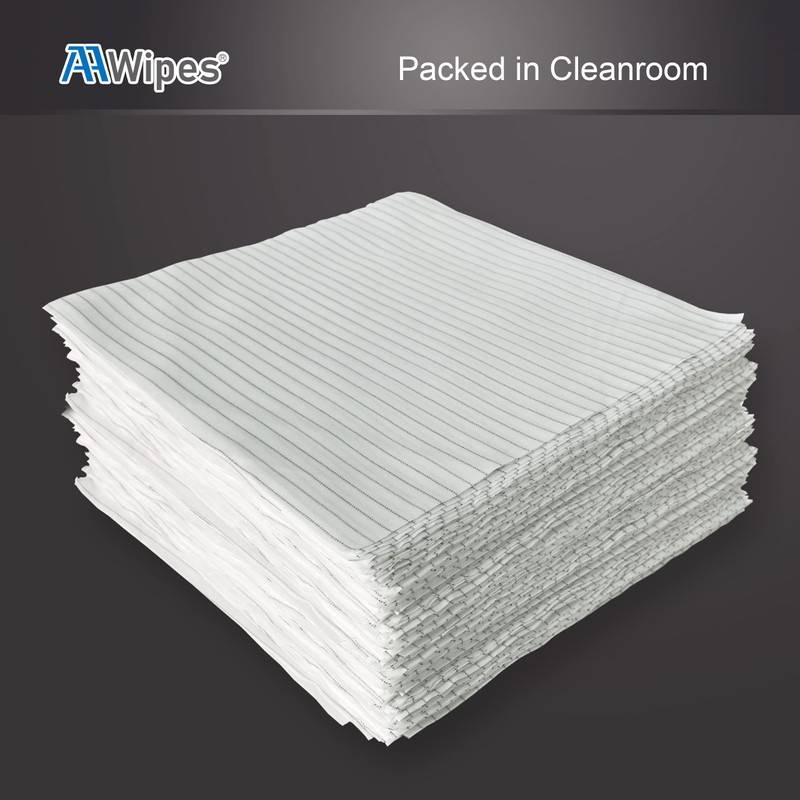 AAWipes Anti-Static Electrostatic Discharge (ESD) Wipes (12"x12",100pcs, Polyester Wiper Cloths