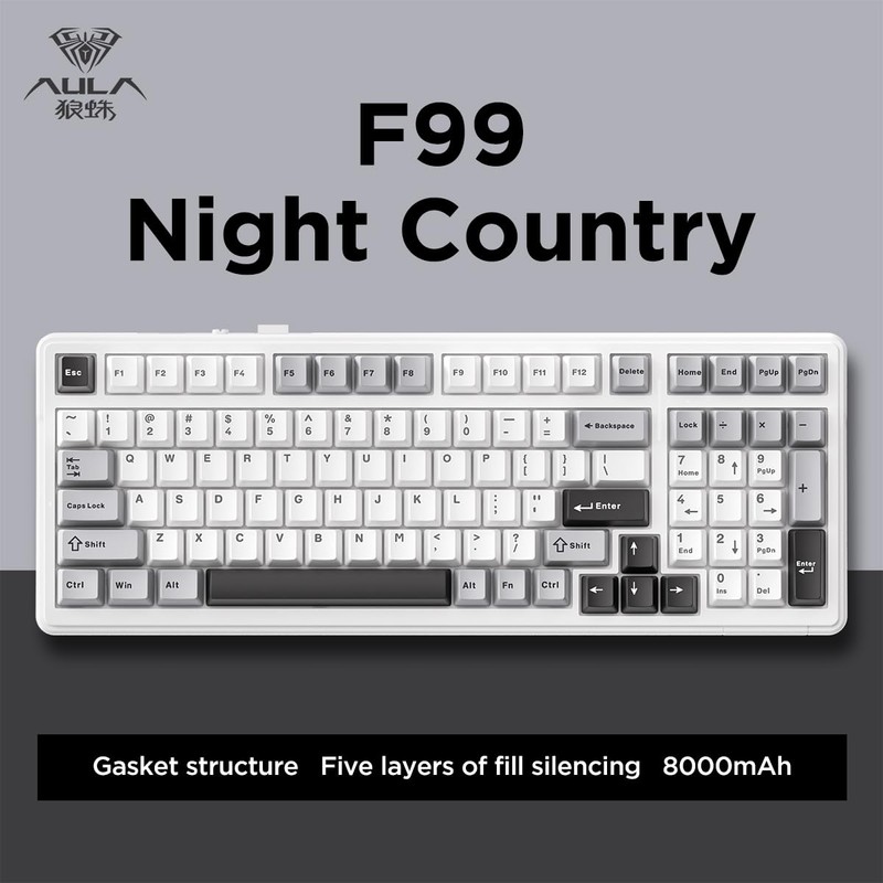 Aula F99 Cherry Profile Mechanical Keyboard, Triple Mode Connected RGB