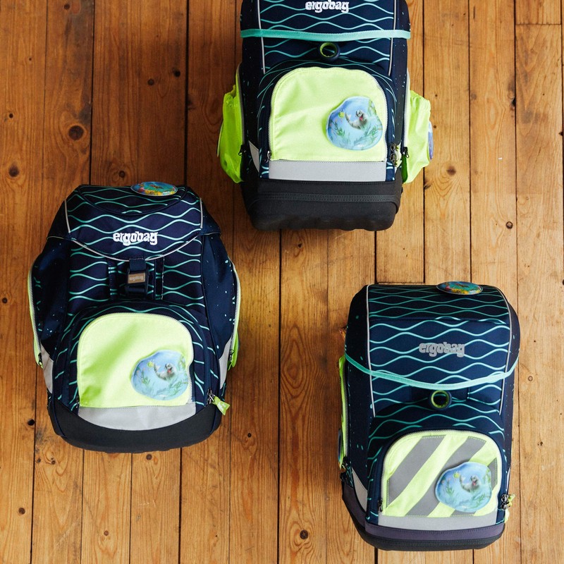 Ergobag Safety Set with Side Pockets 3-Piece Pack/Cubo/Cubo Light, Green