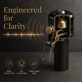 Toyvian Copper Bike Bell Handlebar End Plug 80Db Loud Crisp Sound for Road and Mountain Bikes, Retro Cycling Horn Compatible with 22.2Mm Handlebars, Bicycle Bell Alarm for Outdoor Riding