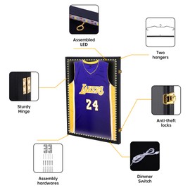 CDEN Jersey Display Frame Case with LED Lights, Large Sport Jersey Shadow Box, 23.7 * 31.6inch, 98% UV Protection Acrylic （2PACK）