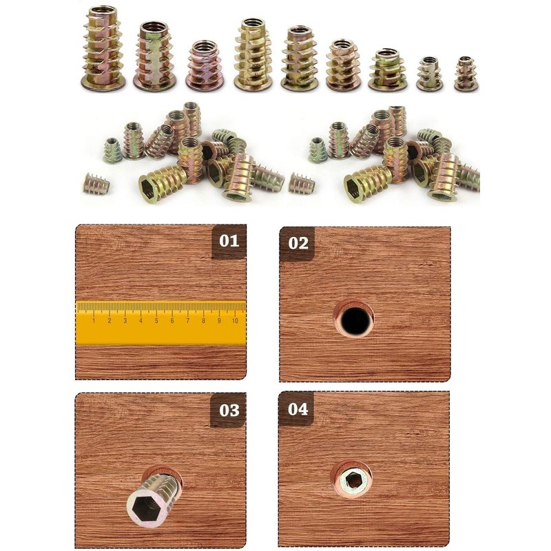 WJMY Screw Nut Threaded Inserts Wood Screw Thread 135 Pieces