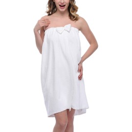 goodmansam Women's Shower Wrap Robes Spa Body Wrap Bathrobe Ultra Absorbent Cover up Towels, White