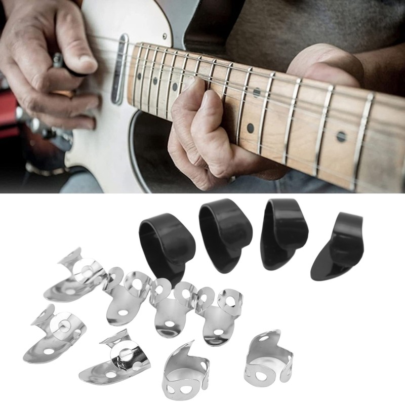 12Pcs Guitar Finger Pick Bass Thumb Protector Instrument Accessory Set