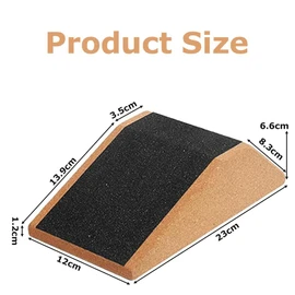 Durable Cork Heel Elevation Blocks, Professional Grade Squat Ramps, Natural Corkwood Gym Slant Boards, for Home & Gym Workouts (23x12x6.5CM, Sandpaper)