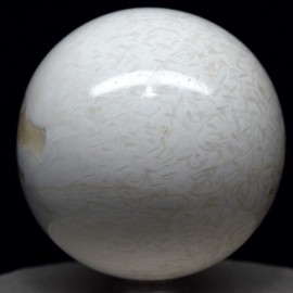 HQRP 2.2" White Scolecite Sphere Sparkling Natural Mineral Zeolite Crystal Polished Gemstone Ball - India + Stand