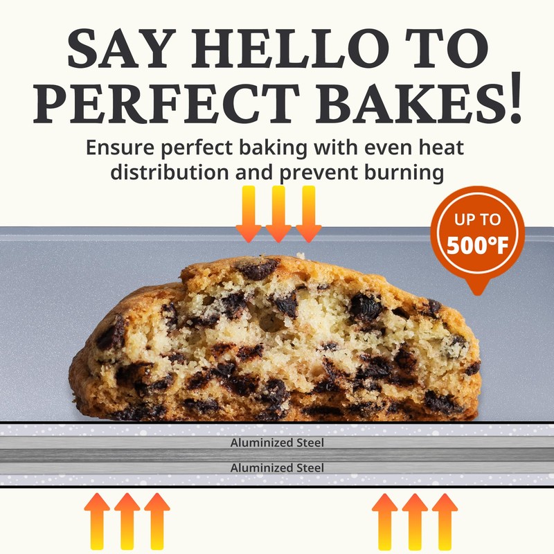 BRONYPRO Non Stick Ceramic Baking Sheet Pan Set of 3,