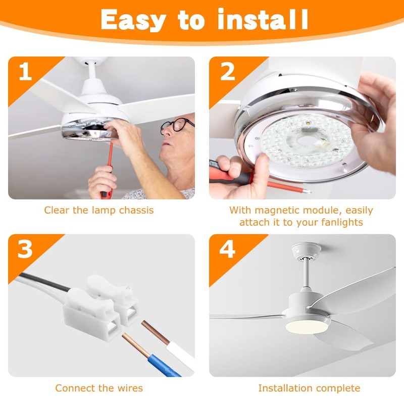 HKZTUY 18W 4.9-Inch Ceiling Fan LED Light Replacement, Dimmable LED