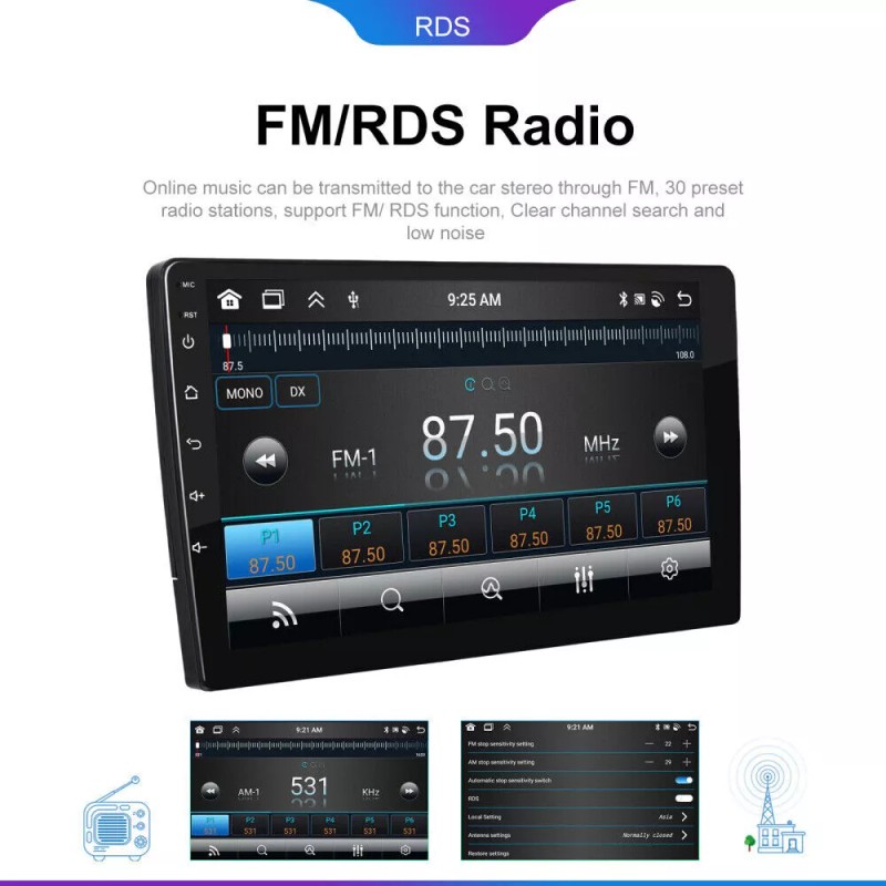 JOYINCAR 10" Double 2 Din Android Touch Screen Car Stereo