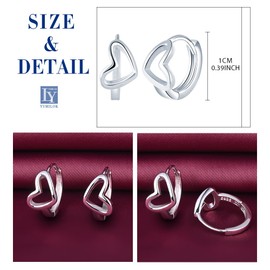 Yumilok Heart Women's Hoop Earrings Women's Stud Earrings Silver 925 Women's Stud Earrings for Women Girls, Sterling Silver