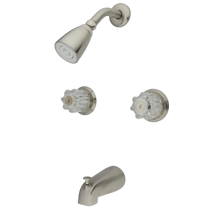 Kingston Brass KB148 Twin Acrylic Handle Tub and Shower Faucet,