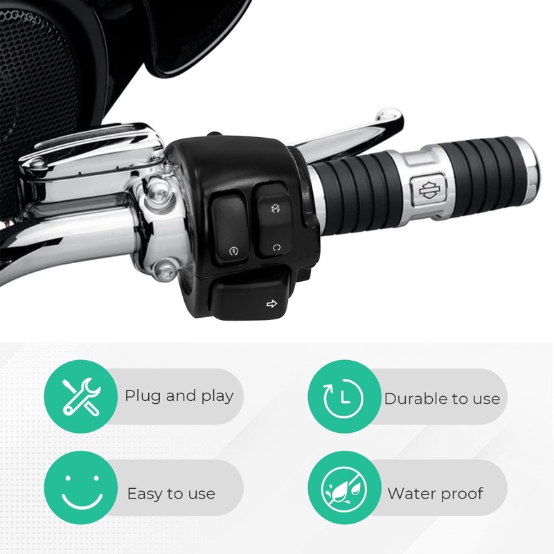 BHB Motorcycle 1" Handlebar Switches Control and Wiring Harness Compatible