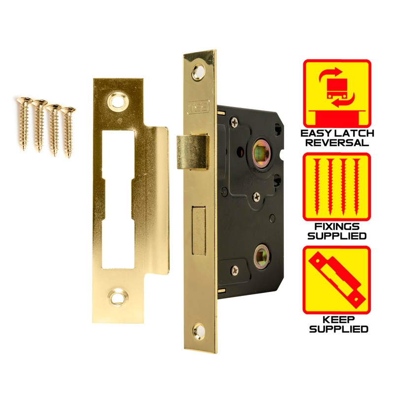 TSS Polished Brass Bathroom Lock 2.5" (65mm) Bathroom Door Lock