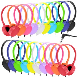Wensdo Kids Headphone Bulk 25 Pack Multi Color for Classroom School, Wholesale Durable Earphones Class Set for Students Teens Children and Adult (HY104,25 Mixed)