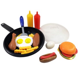 Liberty Imports Play Food Kids Toy Set with Frying Pan and Spatula - 25-Piece Kitchen Cooking Pretend Play Toy Grill Set for Toddlers Kids