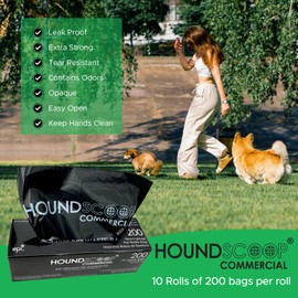 HOUNDSCOOP Bulk Case, 2000 Count Pet Waste Bags, Roll Format, Commercial-Grade Bags for Parks, HOAs & Residential Use, Dog Waste Station Bags, Compatible with Poop Station Dispensers