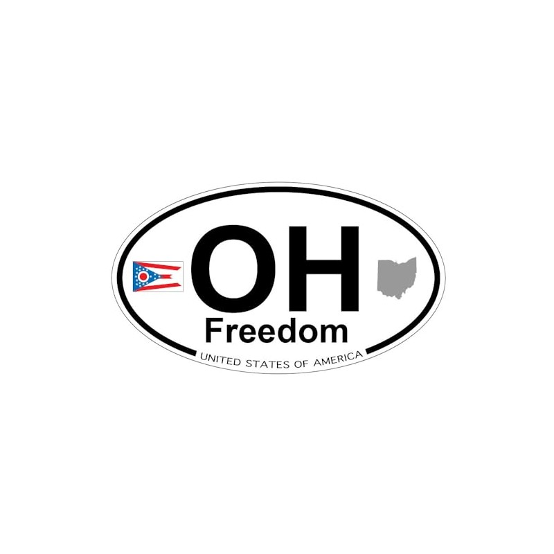 US Decal, Inc. Freedom, Ohio Oval Sticker with State Flag