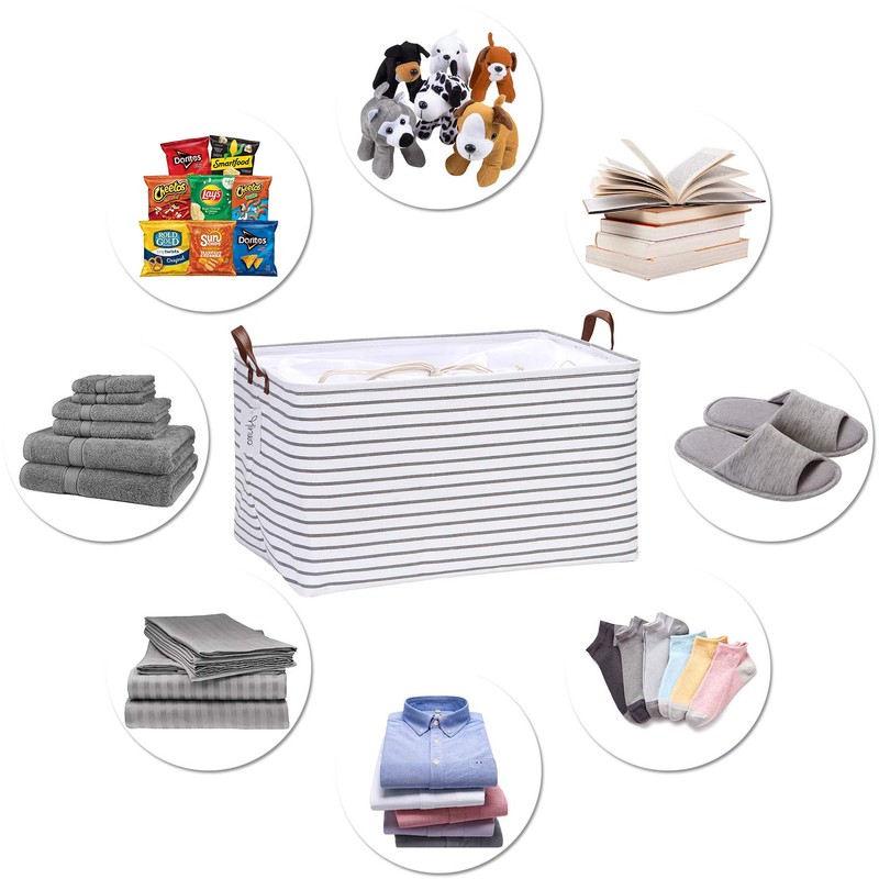 Hinwo 2-Pack Extra Large Canvas Fabric Storage Baskets with Handles,