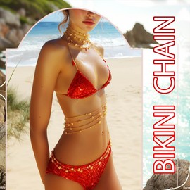 REETAN Pearl Belly Waist Chain Dainty Gold Layered Body Chains Summer Beach Bikini Stomach Jewelry Accessories for Women