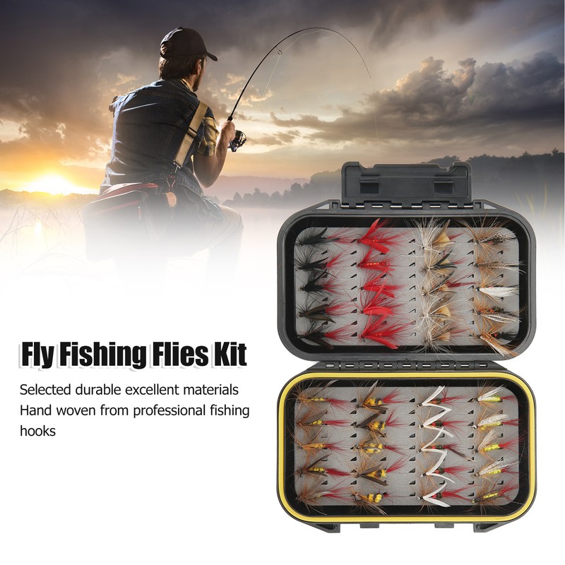 40Pcs Fly Fishing Flies Kit Stainless Steel with Box Lures