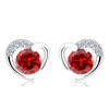 Silver Stud Earrings for Women, Stud Earrings Red Cubic Zirconia