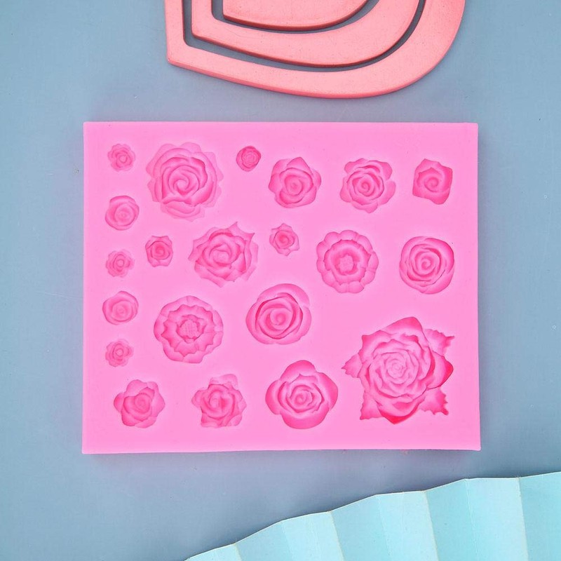 3D Molde De Caramelo De Fondant De Flor De Rosas