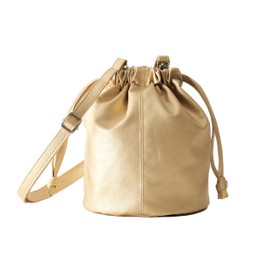 Rename Soft Faux Leather Drawstring Shoulder Bag, gold, Free size