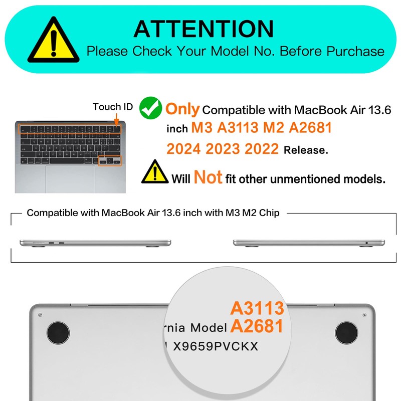 MOSISO Compatible with MacBook Air 13 inch Case 2024 2023