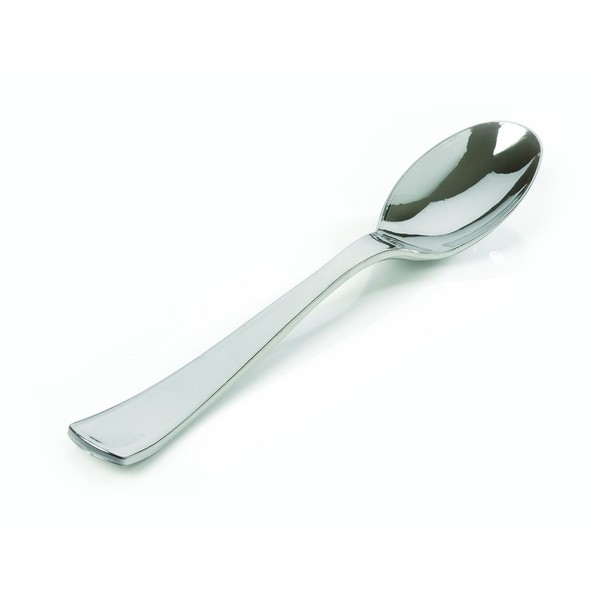 Fineline Settings Serving Utensils-Bulk Serving Spoon, Silver 60 Pieces