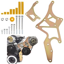 LS Engine Conversion Bracket Kit, Serpentine System for Alternator and Power Steering, Fits LS1 LS2 LS3 LS6 LS7 4.8-6.2L, Black