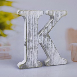 WOODOUNAI 6 Inch Wood Letters Unfinished Rustic Wood Letters for Wall Decor Decorative Standing Letters Slices Sign Board Decoration for Craft Home Party Projects (K)