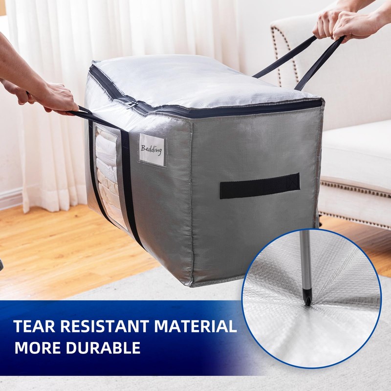 TAILI Extra Large Moving Bags, 4 Pack Silver Heavy Duty