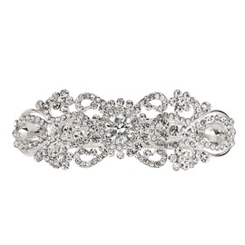 Vintage Austrian Hair Barrettes, Sparkly White Crystal Hair Clips French Design Bridal Rhinestone Hair Pins, Elegant Ponytail Holder, Hairgrip Hair Headwear Accessories for Women Girls