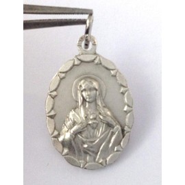 THE SACRED HEART OF MARY (IMMACULATE HEART OF MARY) - THE PATRON SAINTS MEDALS - 100% MADE IN ITALY (OVAL SHAPE), OVAL SHAPE, Metal