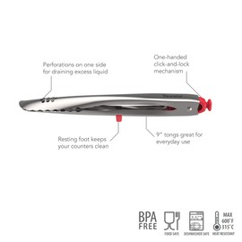 Tovolo Kitchen 9" Cooking Tongs, Candy Apple