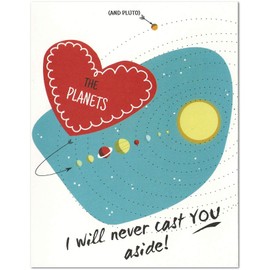Planet Pluto Valentine's Day Card (4.25" X 5.5") by Nerdy Words