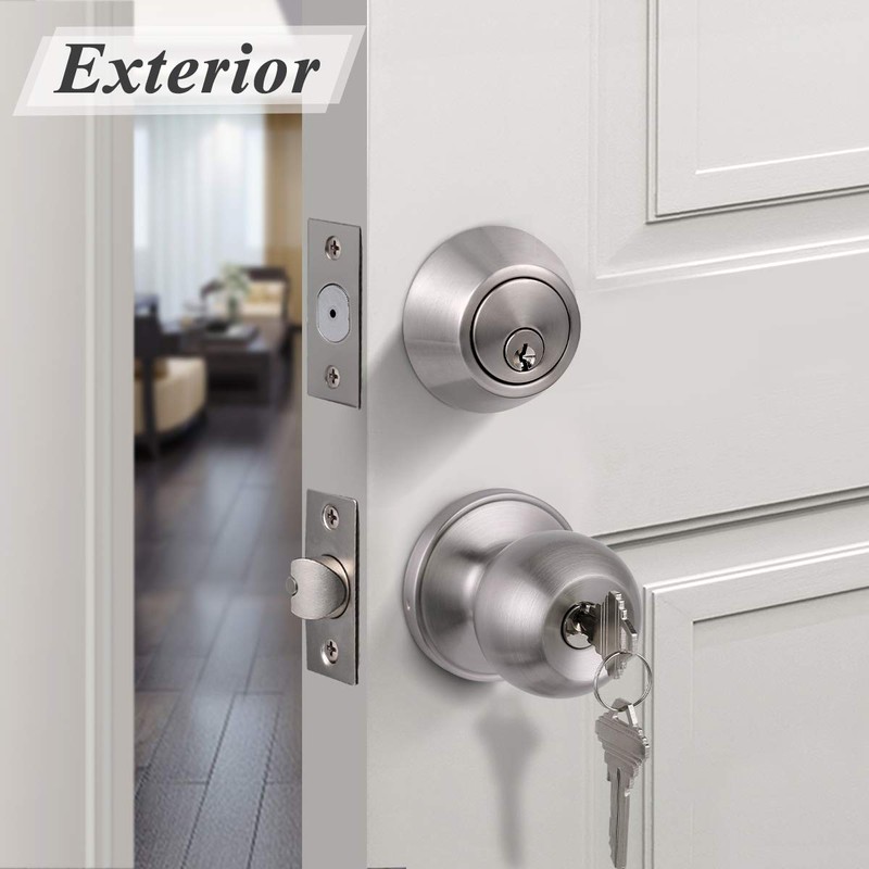 Probrico Keyed Alike Entry Knob and Deadbolt Set Single Cylinder