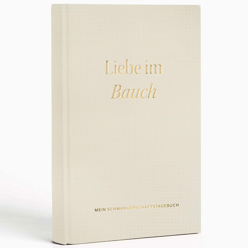 MeinBaby123® Linen Pregnancy Diary with Gold Engraving, Pregnancy Diary, Pregnancy