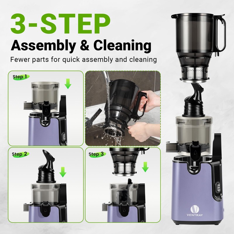 Ventray Juicer Machine, Cold Press Juicer with 5.1'' Extra Large